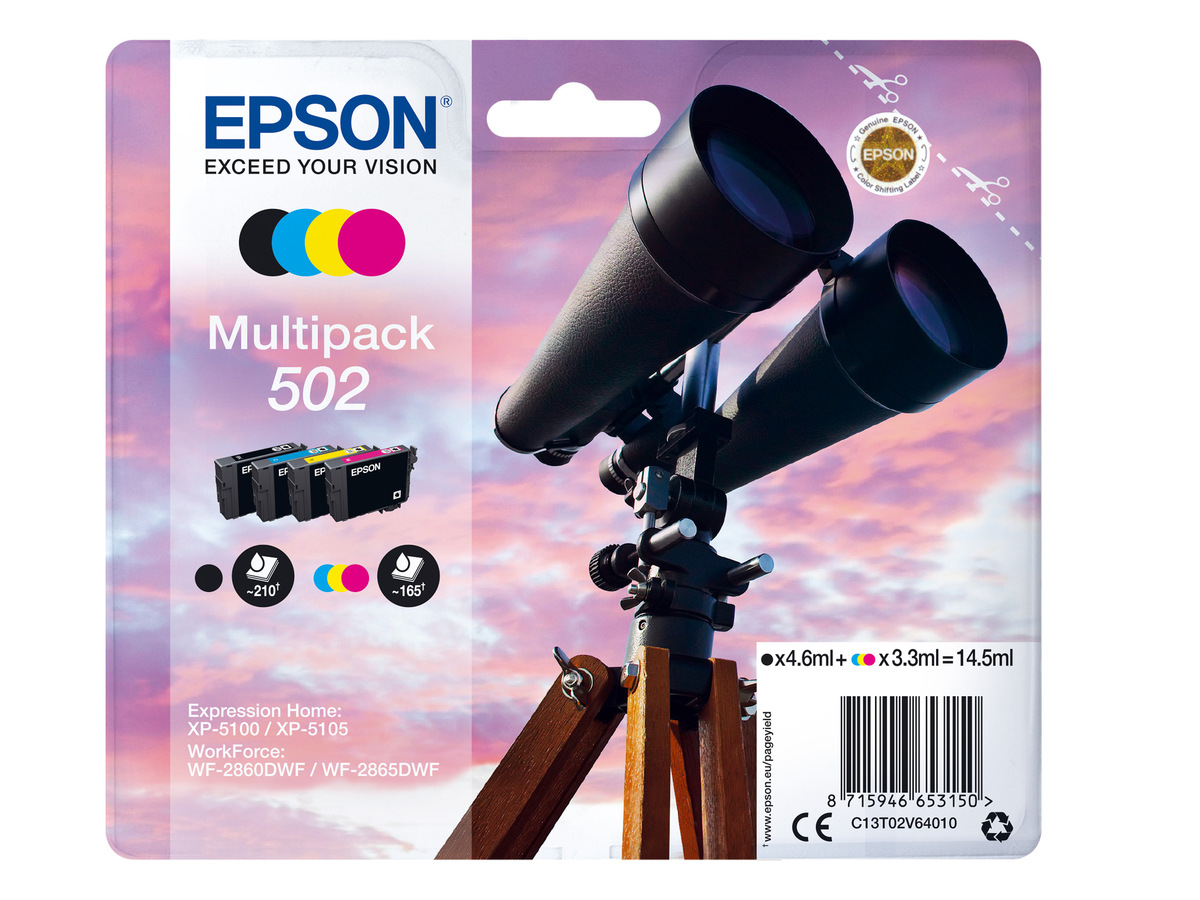 Bild 1 von EPSON »502« Fernglas Multipack Tintenpatronen Schwarz/Cyan/Magenta/Gelb