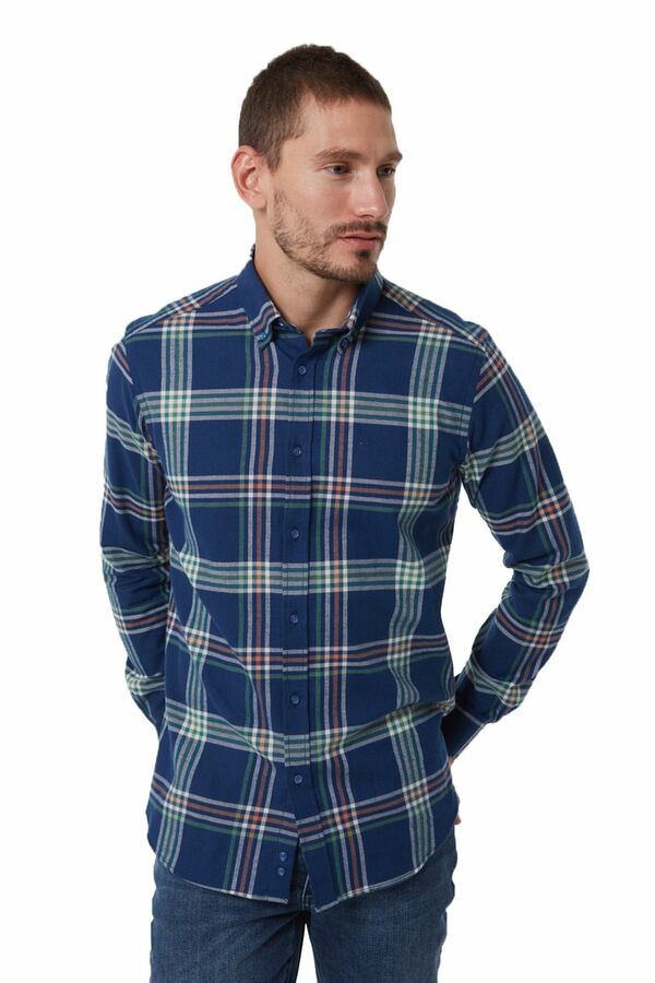 Bild 1 von AUDEN CAVILL Karo-Hemd angesagtes Herren Button-Down-Hemd Slim Fit Balwin Blau/Grün