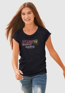 KIDSWORLD T-Shirt »WEEKEND loading...please wait« in weiter legerer Form