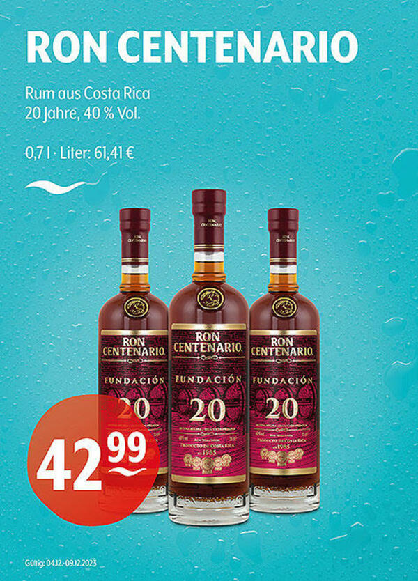Bild 1 von RON CENTENARIO Rum aus Costa Rica
20 Jahre
40 % Vol.