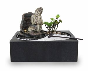 Kiom Zimmerbrunnen »Tischbrunnen Zen Garten FoZenGarden Buddha Led«, 29 cm Breite