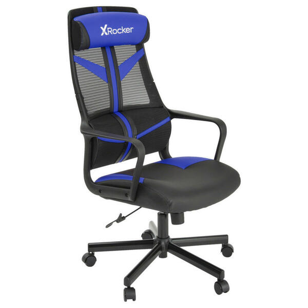 Bild 1 von Gamingstuhl, Blau, Schwarz, Kunststoff, Drehkreuz, 68x112.5x72 cm, Sitzfläche 360° drehbar, ergonomische Rückenlehne, Kinder & Jugendmöbel, Jugendmöbel, Gamingstühle