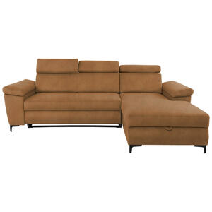 Mid.you Eckschlafsofa, Bernstein, Holz, Metall, Textil, Buche, vollmassiv, 2-Sitzer, 258x176 cm, Armteil links, Wohnzimmer, Sofas & Couches, Wohnlandschaften