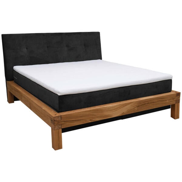 Bild 1 von Linea Natura Boxspringbett, Schwarz, Eiche, Textil, Tanne,Eiche, massiv, H3, Höhe ca. 18 cm, 180x200 cm, Topper durchgehend, Partnermatratze mit durchgehendem Bezug, Schlafzimmer, Betten, Doppelbett