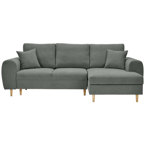 Bild 1 von Carryhome Ecksofa, Dunkelgrau, Textil, Buche, vollmassiv, 3-Sitzer, Füllung: Polyurethan (PUR),Polyurethan (Pur), Ottomane rechts, L-Form, 250x145 cm, Fußauswahl, Stoffauswahl, Liegefunktion, seite