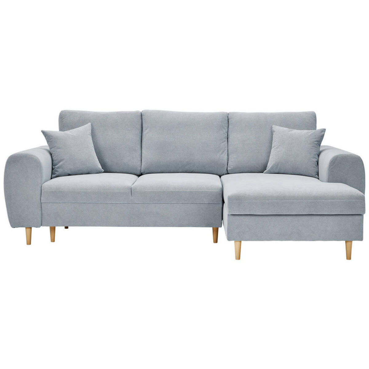 Bild 1 von Carryhome Ecksofa, Hellgrau, Textil, Buche, vollmassiv, 3-Sitzer, Füllung: Polyurethan (PUR),Polyurethan (Pur), Ottomane rechts, L-Form, 250x145 cm, Fußauswahl, Stoffauswahl, Liegefunktion, seitenv