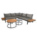 Bild 1 von Ambia Garden Loungegarnitur, Grau, Holz, Metall, Glas, Akazie, massiv, Füllung: Komfortschaum,Polyester, L-Form, UV-beständig, Tisch mit Glasplatte, Loungemöbel, Loungemöbel-Sets