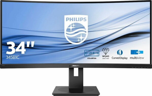 Bild 1 von Philips 345B1C/00 Curved-LED-Monitor (86,36 cm/34 , 3440 x 1440 px, WQHD, 4 ms Reaktionszeit, 100 Hz, VA LCD)"