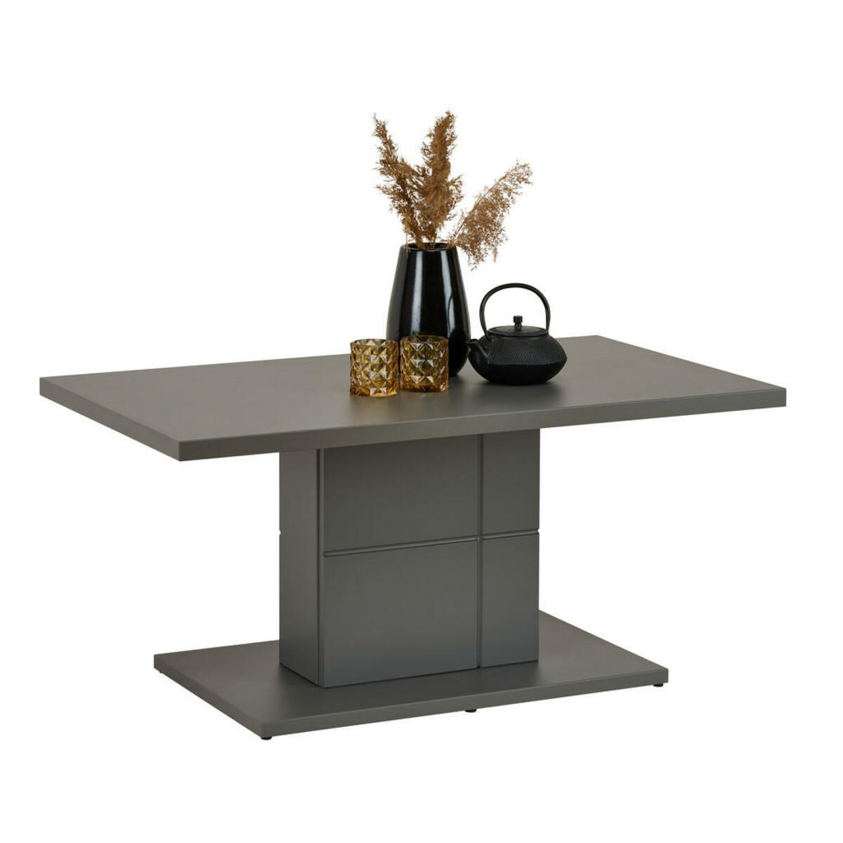 Bild 1 von Hom`in Couchtisch, Grau, rechteckig, Säule, Bodenplatte, 55x45 cm, Wohnzimmer, Wohnzimmertische, Couchtische