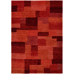 Cazaris Wollteppich, Rot, Textil, Karo, rechteckig, 200 cm, für Fußbodenheizung geeignet, Teppiche & Böden, Teppiche, Naturteppiche