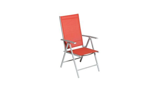 Bild 1 von Gartensessel klappbar Amalfi verstellbar Metall/Textil, Silberfarben, Terracotta