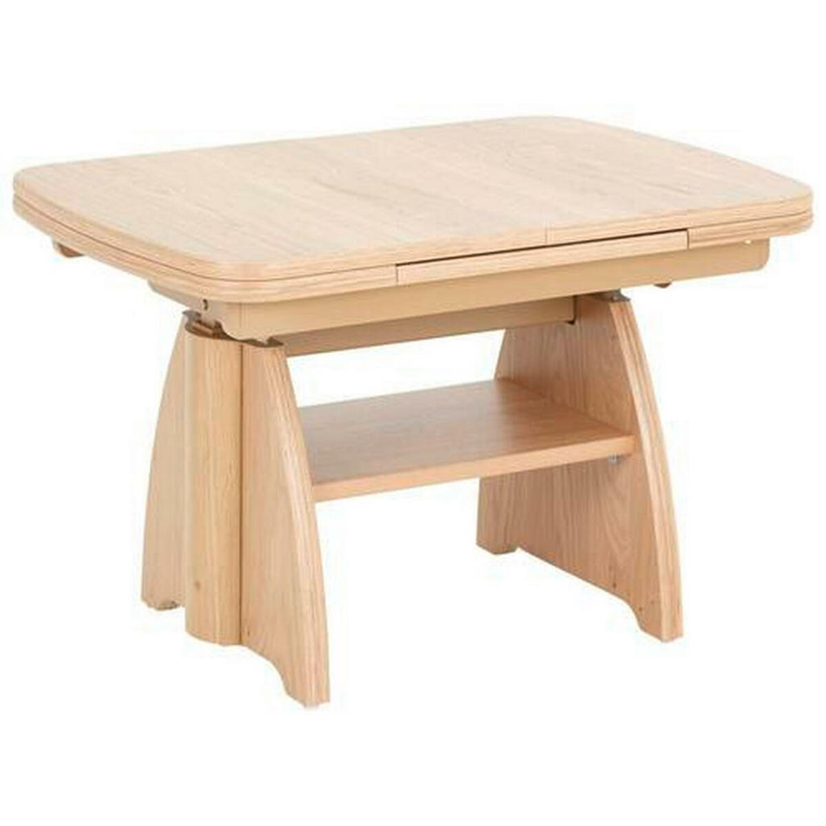 Bild 1 von Venda Couchtisch, Eiche, Metall, Wildeiche, furniert, rechteckig, Wange, 65x56-75 cm, ausziehbar, höhenverstellbar, Holzmöbel, Holztische, Couchtische Holz