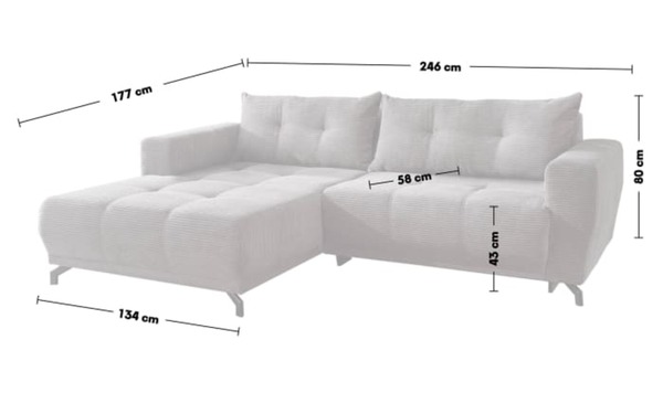 Bild 4 von Wohnlandschaft Abruzzi, grau, Ottomane links, inkl. motorischer Sitzvorschub