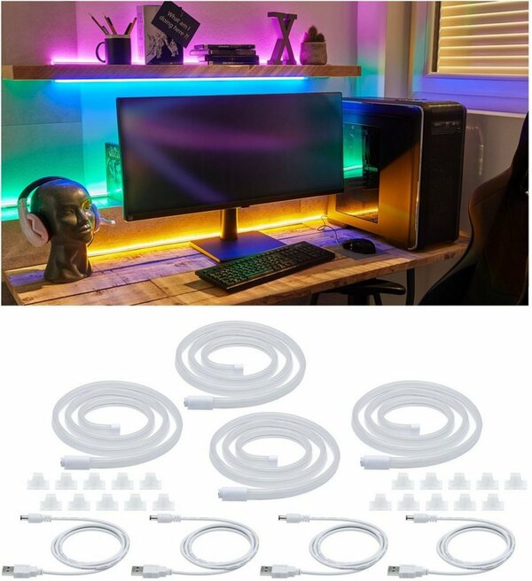 Bild 1 von Paulmann LED-Streifen »Neon Colorflex USB Strip«, mixed box: 4x1m blue, orange, pink, green, 4x5W 5V