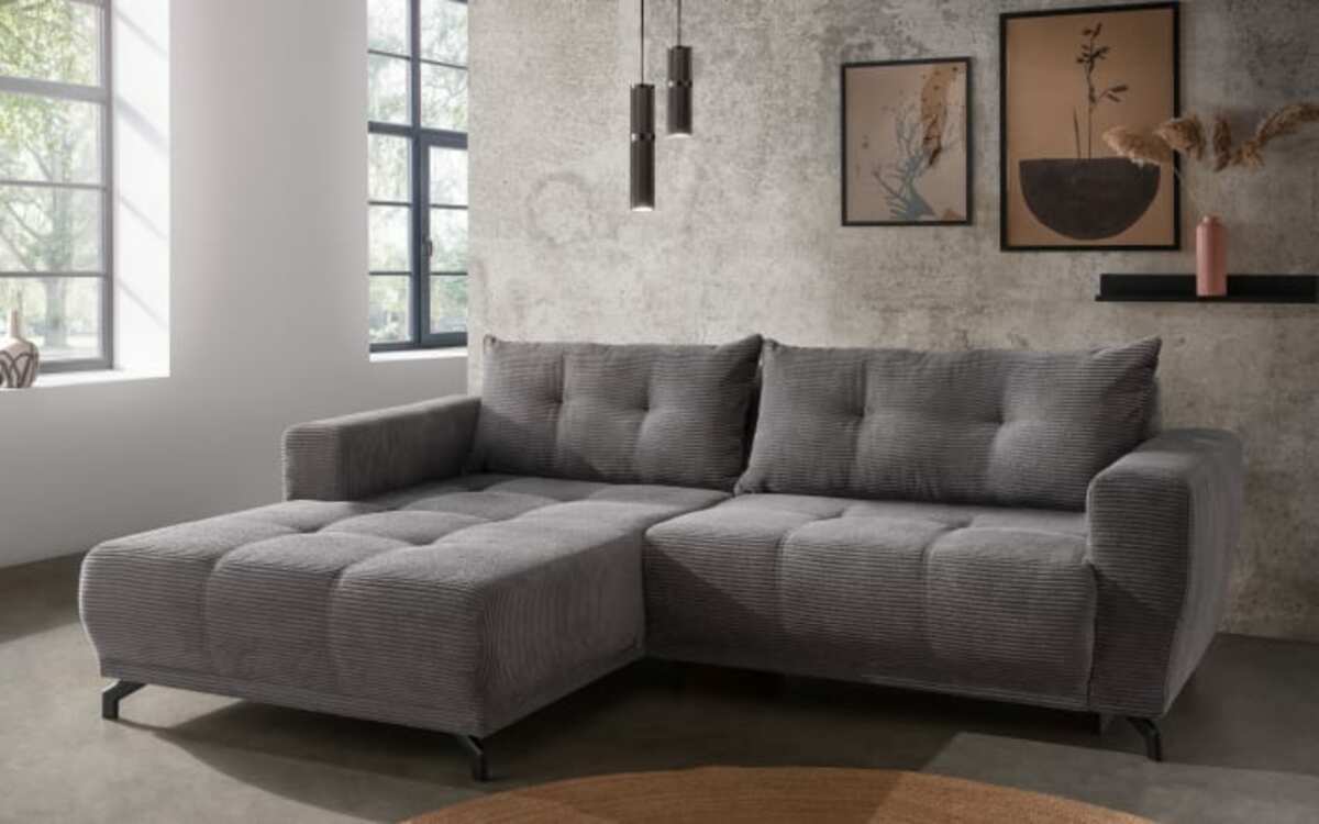 Bild 1 von Wohnlandschaft Abruzzi, grau, Ottomane links, inkl. motorischer Sitzvorschub