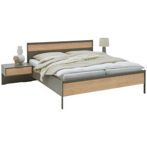 Dieter Knoll Bettanlage, Eiche, Schiefer, Holz, Eiche, teilmassiv, 180x200 cm, in verschiedenen Holzdekoren erhältlich, Größen erhältlich,Typenauswahl, Schlafzimmer, Betten