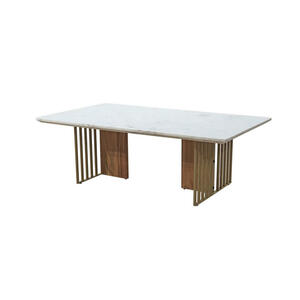 Mid.you Couchtisch, Weiß, Akazie, Gold, Holz, Metall, Stein, Akazie, vollmassiv, Steine, rechteckig, eckig, 120x45x70 cm, einfacher Aufbau, Wohnzimmer, Wohnzimmertische, Couchtische, Couchtische Mar