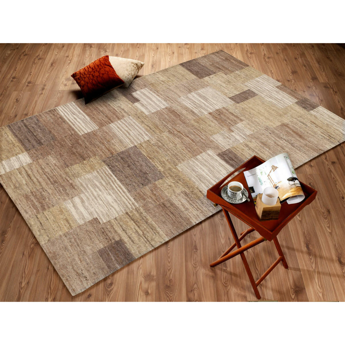 Bild 1 von Cazaris Wollteppich, Gelb, Textil, Karo, rechteckig, 140 cm, für Fußbodenheizung geeignet, Teppiche & Böden, Teppiche, Naturteppiche