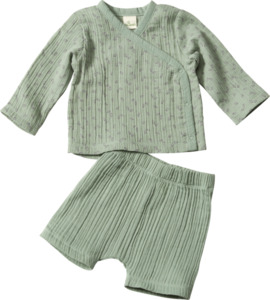 ALANA Set mit Wickelshirt und Shorts aus Musselin, grün, Gr. 86/92