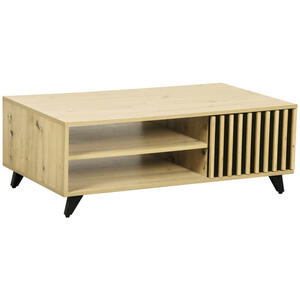 Mid.you Couchtisch, Schwarz, Eiche, Metall, rechteckig, Flachrohr, 110x60x39 cm, Bsci, Wohnzimmer, Wohnzimmertische, Couchtische