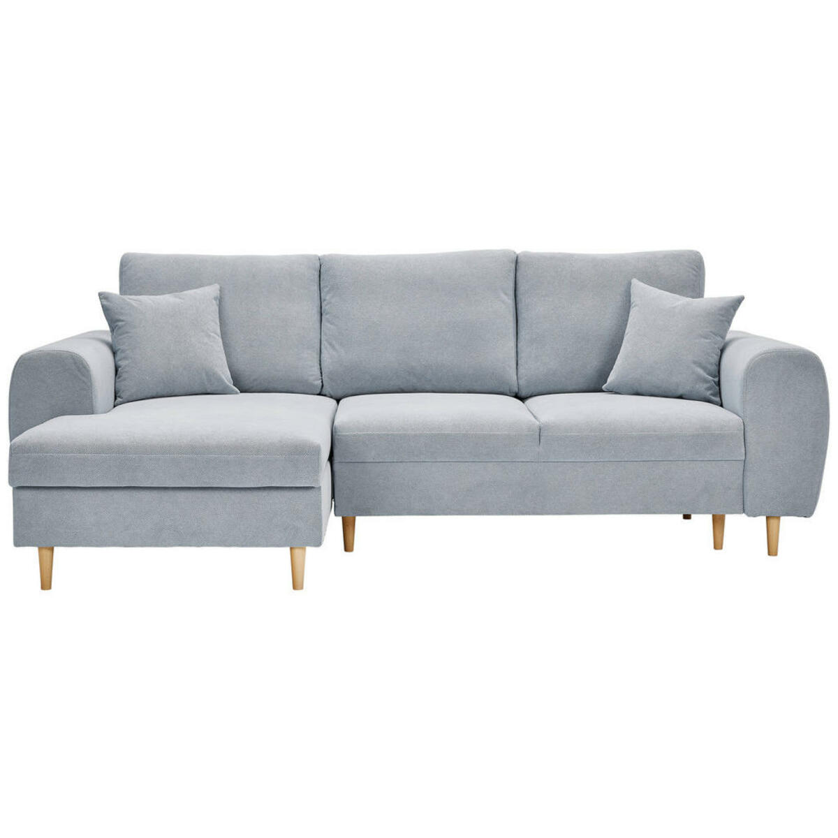 Bild 1 von Carryhome Ecksofa, Hellgrau, Textil, Buche, vollmassiv, 3-Sitzer, Füllung: Polyurethan (PUR),Polyurethan (Pur), Ottomane links, L-Form, 250x145 cm, Fußauswahl, Stoffauswahl, Liegefunktion, seitenve