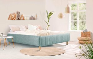 Andas Polsterbett Tarje, in 5 Breiten, auch in Überlänge 220 cm, incl. Roll-Lattenrost, Blau