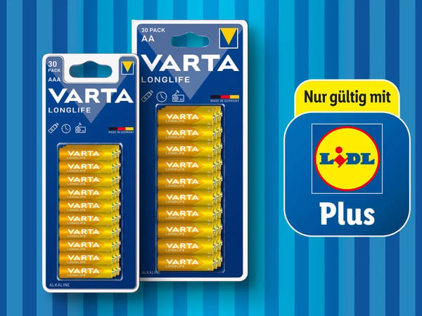 Bild 1 von Varta Longlife AAA/AA Batterien, 
         30 Stück