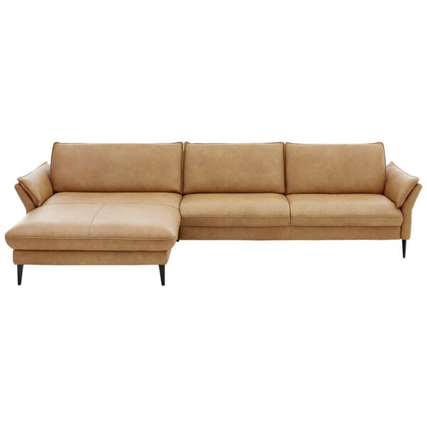 Bild 1 von Hukla Ecksofa, Honig, Leder, Echtleder, Longlife-Leder, Semi-Anilinleder, 4-Sitzer, Ottomane links, L-Form, 334x172 cm, Goldenes M, erweiterbar, Fußauswahl, Lederauswahl, Stoffauswahl, planbar, Sitz