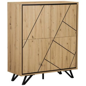 Mid.you Sideboard, Schwarz, Eiche, Metall, 6 Fächer, 110x40x125 cm, Bsci, Schlafzimmer, Schlafzimmer Kommoden