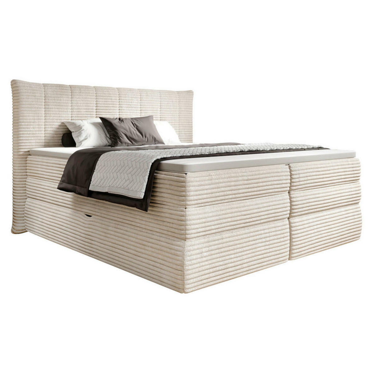 Bild 1 von Esposa Boxspringbett, Beige, Textil, H2, 7-Zonen, Höhe ca. 17,5 cm, 180x200 cm, Made in EU, Oeko-Tex® Standard 100, FSC Mix, gepolstertes Kopfteil, Federkernmatratze, Stoffauswahl, Topper durchgehe