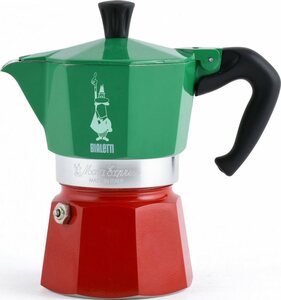 BIALETTI Espressokocher Moka Express Tricolore Italia, 0,27l Kaffeekanne, 6 Tassen