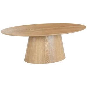 Mid.you Couchtisch, Eiche, Holz, Eiche, furniert, oval, Säule, 110x40x60 cm, Wohnzimmer, Wohnzimmertische, Couchtische