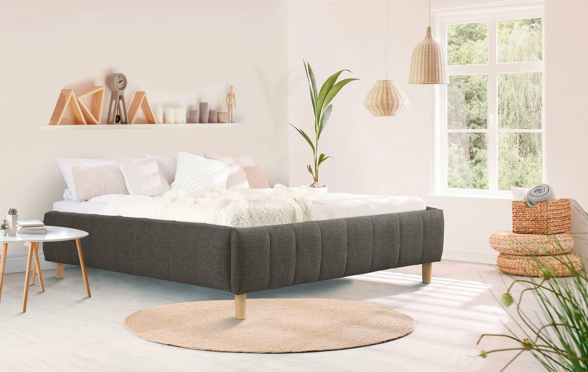 Bild 1 von Andas Polsterbett Tarje, in 5 Breiten, auch in Überlänge 220 cm, incl. Roll-Lattenrost, Grau