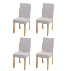 4er-Set Esszimmerstuhl Stuhl Küchenstuhl Littau ~ Textil, creme-beige, helle Beine