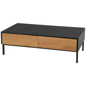 Mid.you Couchtisch, Schwarz, Eiche, Metall, 2 Schubladen, rechteckig, eckig, 110x35x60 cm, Wohnzimmer, Wohnzimmertische, Couchtische