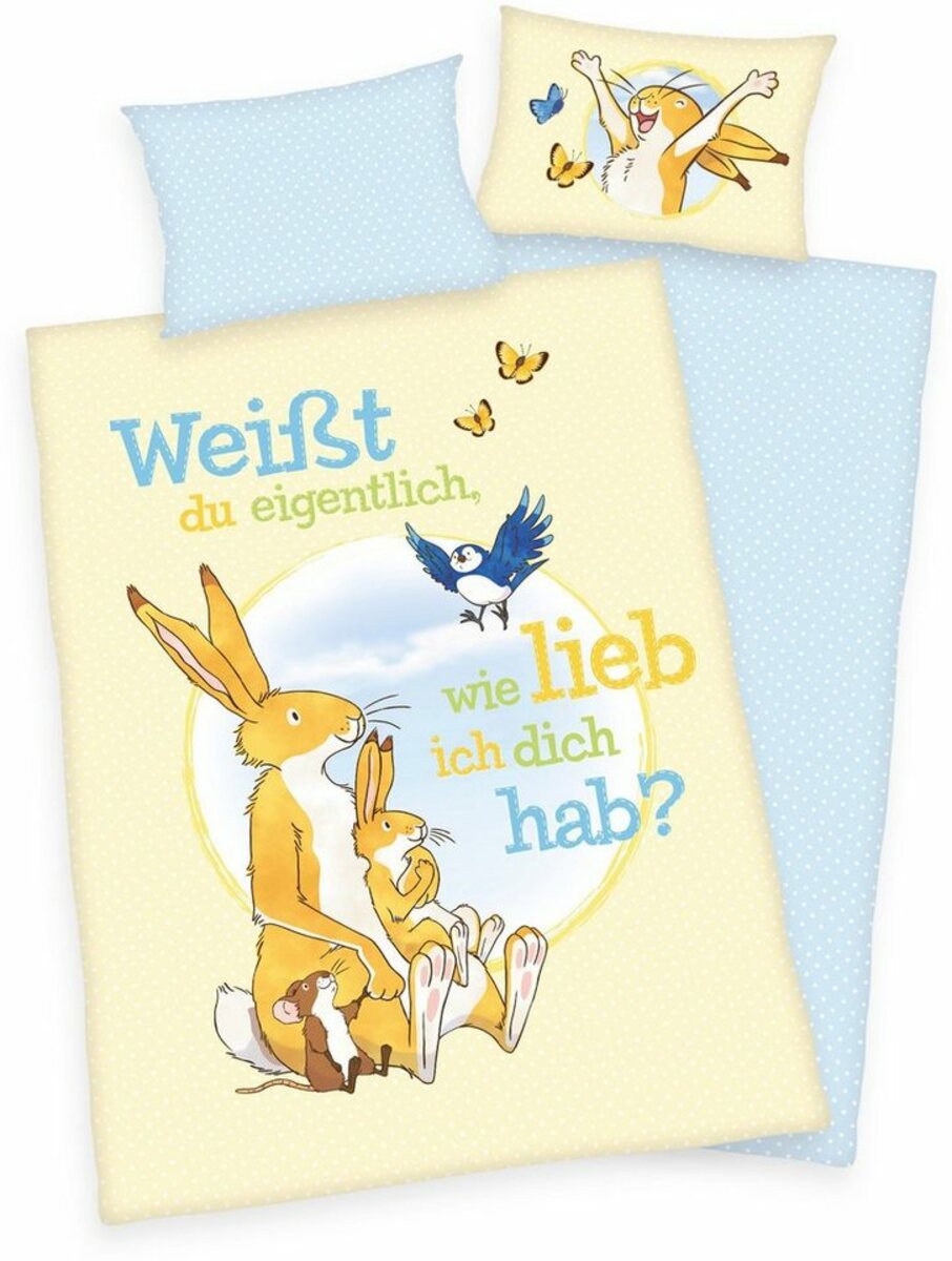 Bild 1 von Babybettwäsche Weißt du eigentlich, wie lieb ich dich hab?, Renforcé, mit tollem Weißt du eigentlich, wie lieb ich dich hab"-Motiv"