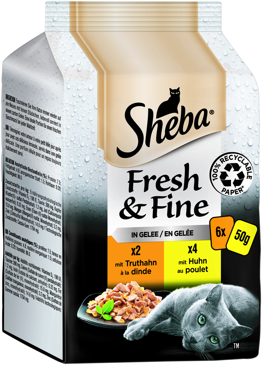 Bild 1 von Sheba Multipack Fresh & Fine 36x50g in Gelee Huhn & Truthahn