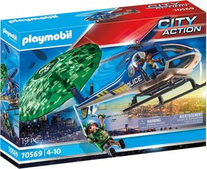 Playmobil® Konstruktions-Spielset »Polizei-Hubschrauber: Fallschirm-Verfolgung (70569), City Action«, (19 St), Made in Germany