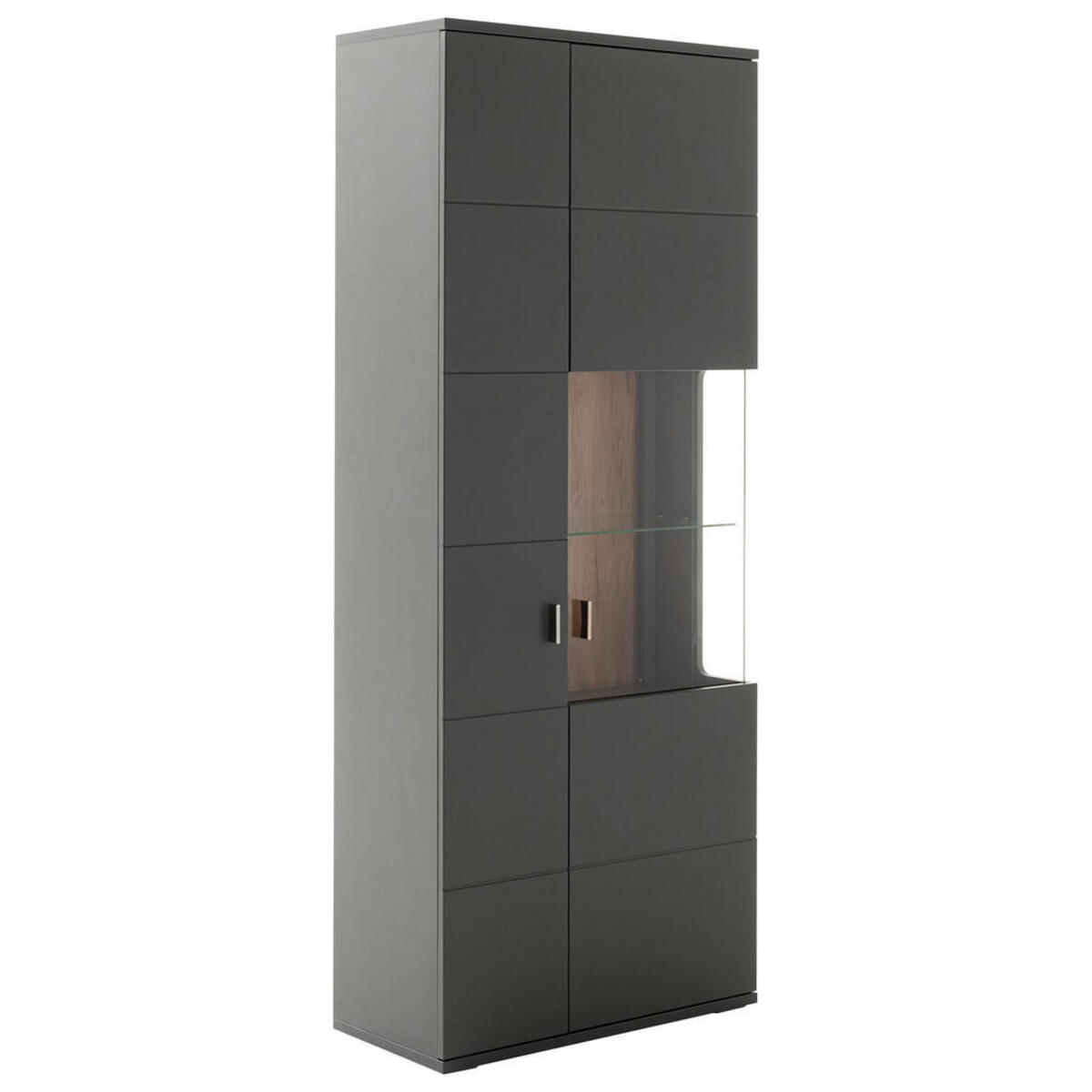 Bild 1 von Hom`in Vitrine, Grau, Eiche, Glas, Holzwerkstoff, 10 Fächer, 80x198x37 cm, Typenauswahl, Beimöbel erhältlich, Esszimmer, Vitrinen