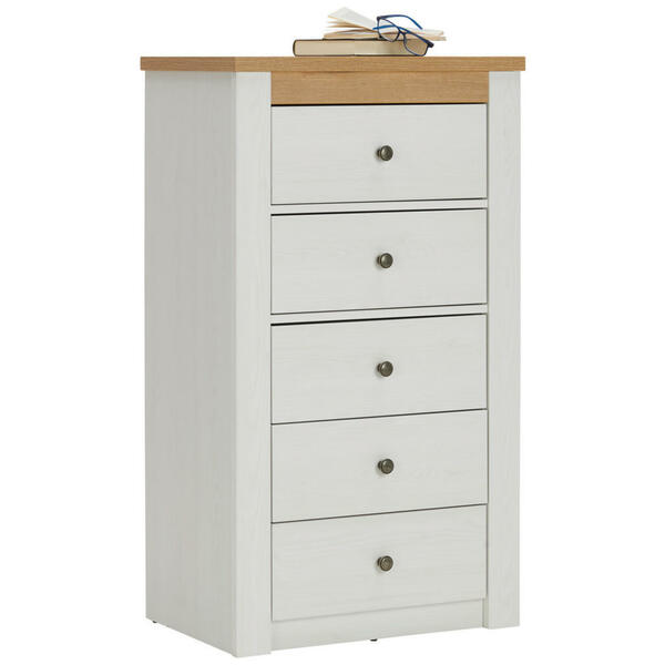 Bild 1 von Mid.you Kommode Rovigio, Weiß, Eiche San Remo, Holzwerkstoff, 5 Schubladen, 62.2x110.7x42 cm, Garderobe, Garderoben Kommoden