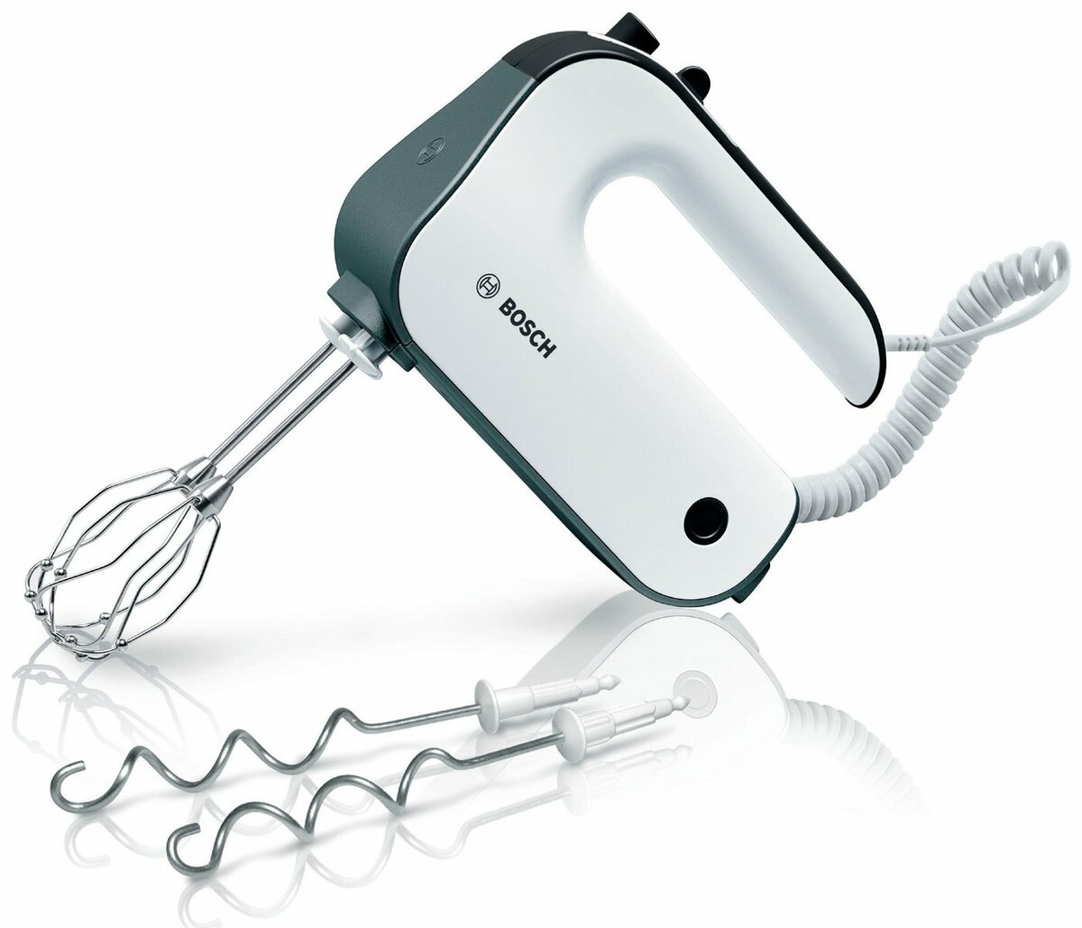 Bild 1 von BOSCH Handmixer MFQ49300, 850 W, Spiralkabel, 2 Edelstahl-Rührbesen, 2 Edelstahl-Knethaken