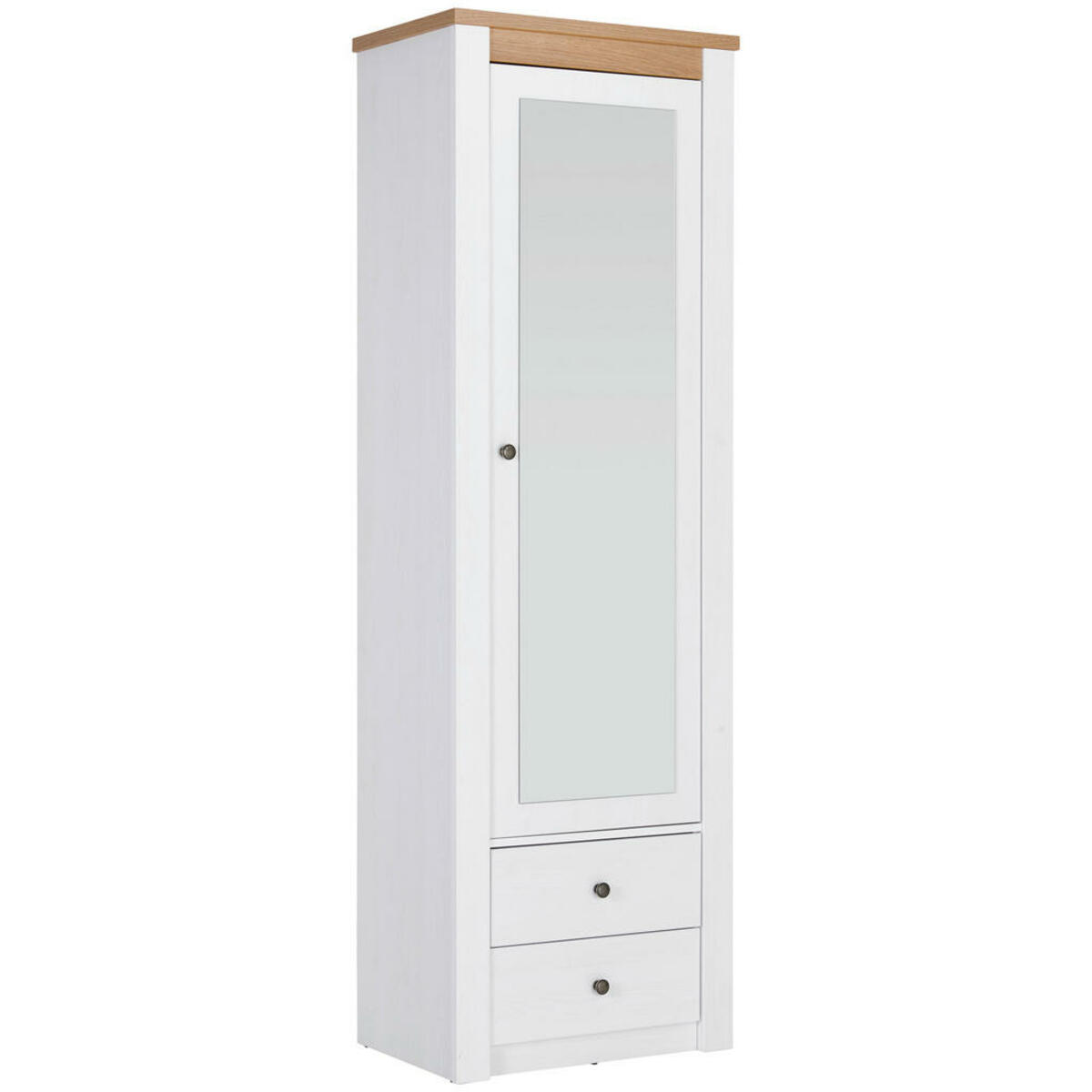 Bild 1 von Mid.you Garderobenschrank Rovigio, Weiß, Eiche, Lärche, Glas, Holzwerkstoff, 2 Schubladen, 62.2x196.5x42.5 cm, Garderobe, Garderobenschränke