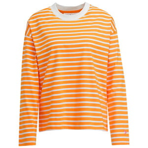 Damen Langarmshirt im Ringel-Look ORANGE / WEISS