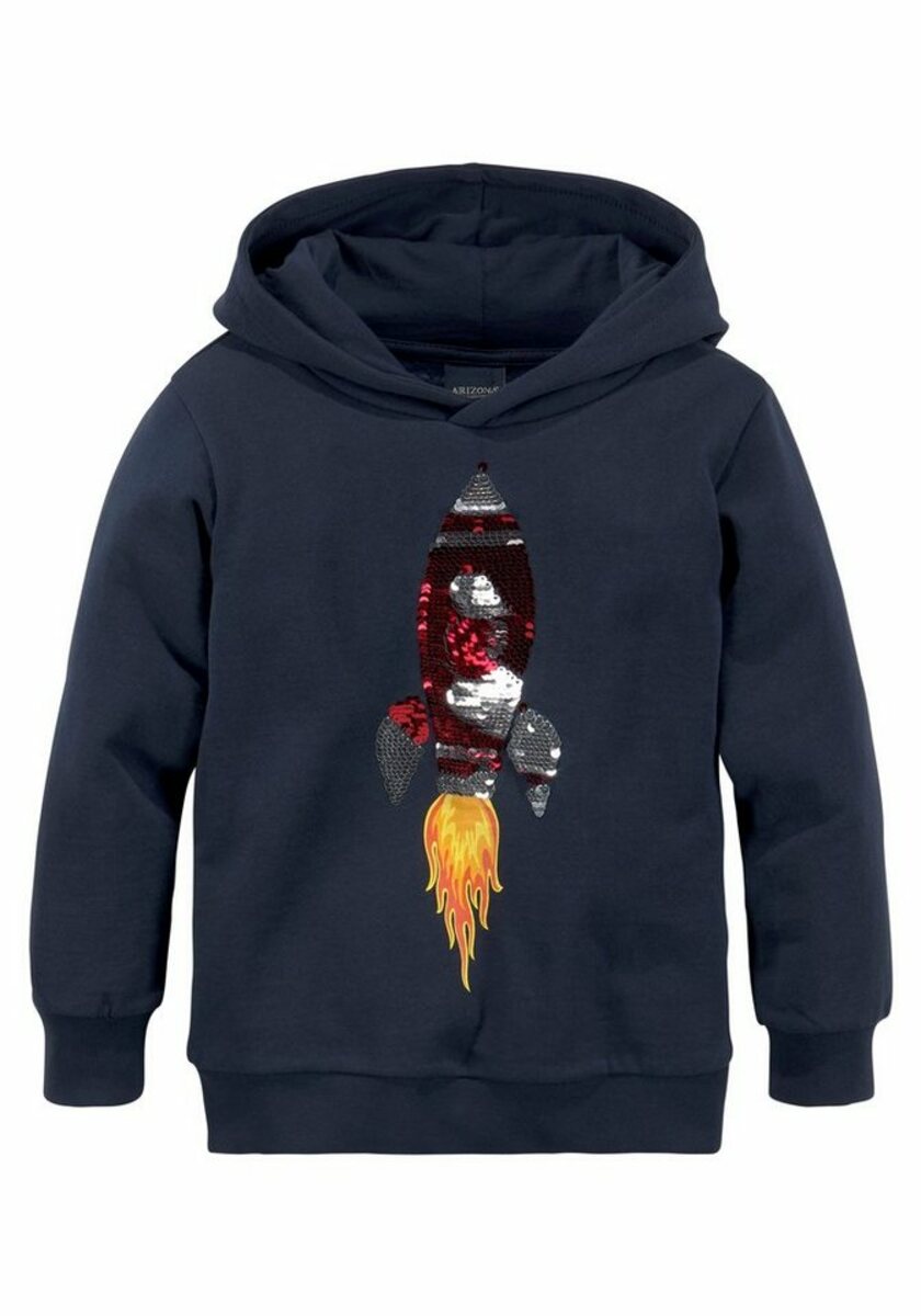 Bild 1 von KIDSWORLD Kapuzensweatshirt mit Rakete aus Wendepailletten, Blau