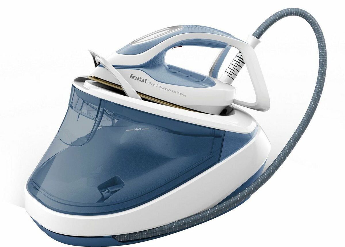 Bild 1 von Tefal Dampfbügelstation GV9710 Pro Express Ultimate, 1200 ml Wassertank, 7,6 Bar Druck, konstante Dampfabgabe: 155 g/Min, Dampfstoß: 580 g/Min.