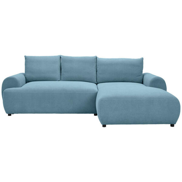 Bild 1 von Carryhome Ecksofa, Blau, Textil, 3-Sitzer, Füllung: Polyurethan (Pur), Ottomane rechts, L-Form, 265x175 cm, Stoffauswahl, Liegefunktion, seitenverkehrt erhältlich, Rücken echt, Wohnzimmer, Sofas &