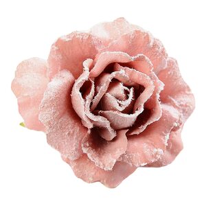 Blüte Rose auf Clip, D:7cm, rosa