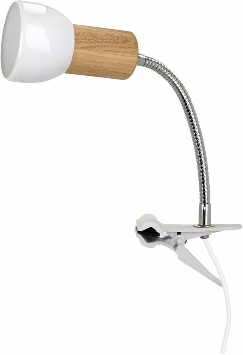 Bild 1 von SPOT Light Klemmleuchte SVENDA FLEX, ohne Leuchtmittel, Naturprodukt aus Massivholz, Nachhaltig, flex. Arm, Schirm aus Metall
