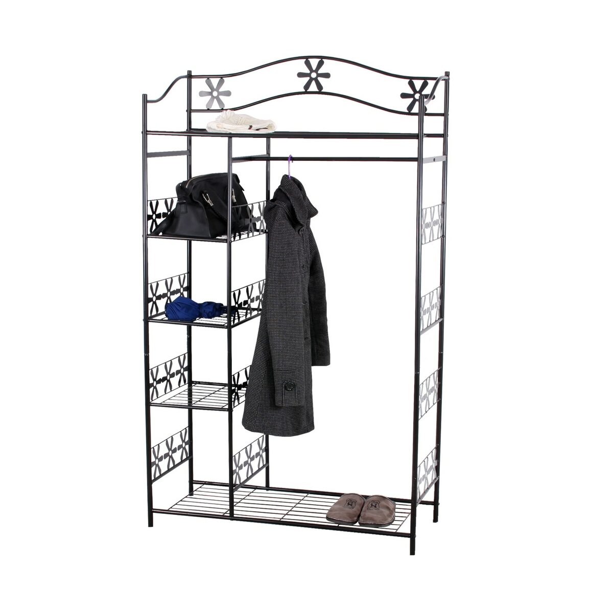 Bild 1 von Metall-Garderobe Bern, Garderobenständer Kleiderschrank Metallregal 172x100x43cm ~ ohne Vorhang