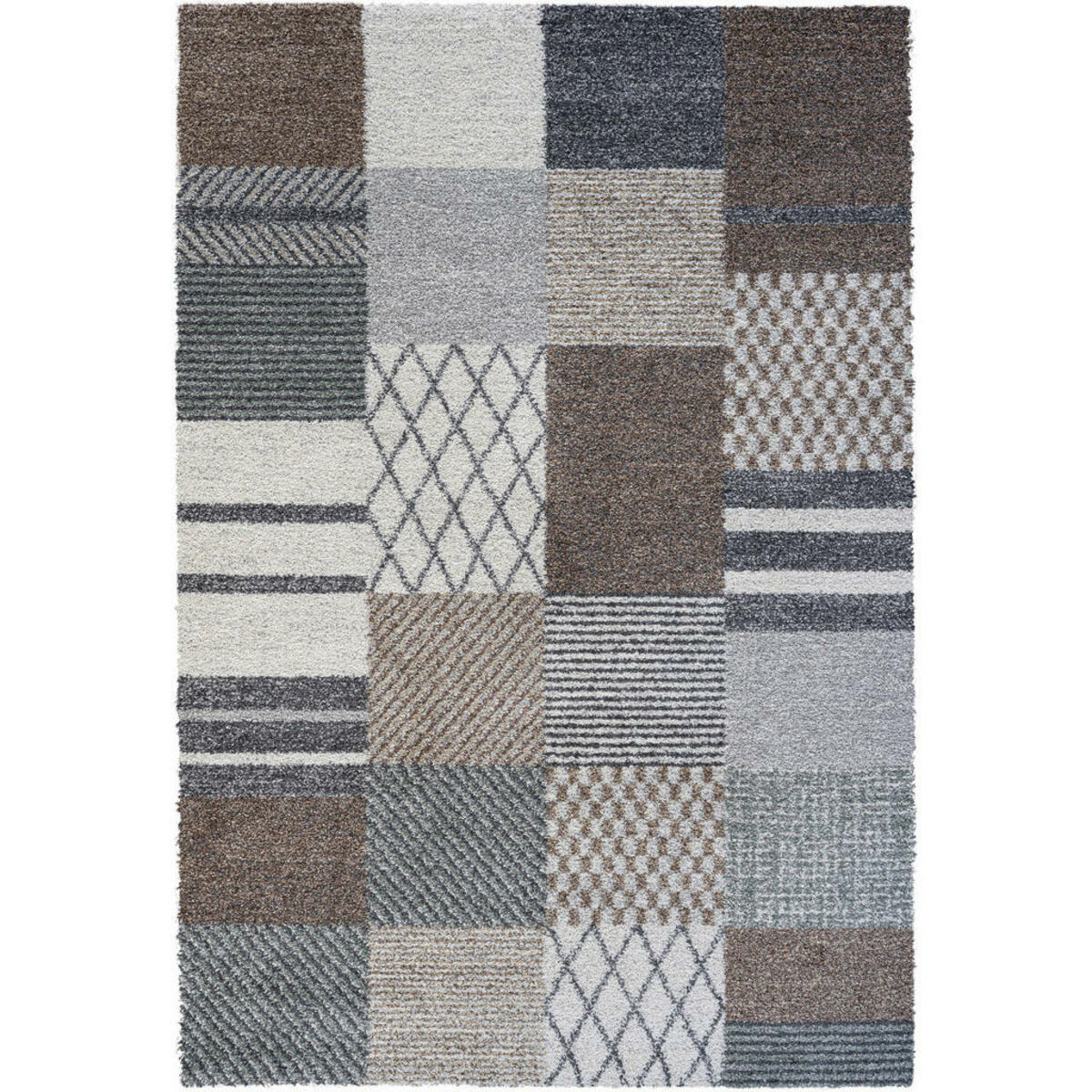Bild 1 von Novel Webteppich Mehari, Creme, Grau, Grün, Textil, Patchwork, rechteckig, 80 cm, Oeko-Tex® Standard 100, für Fußbodenheizung geeignet, Teppiche & Böden, Teppiche, Moderne Teppiche